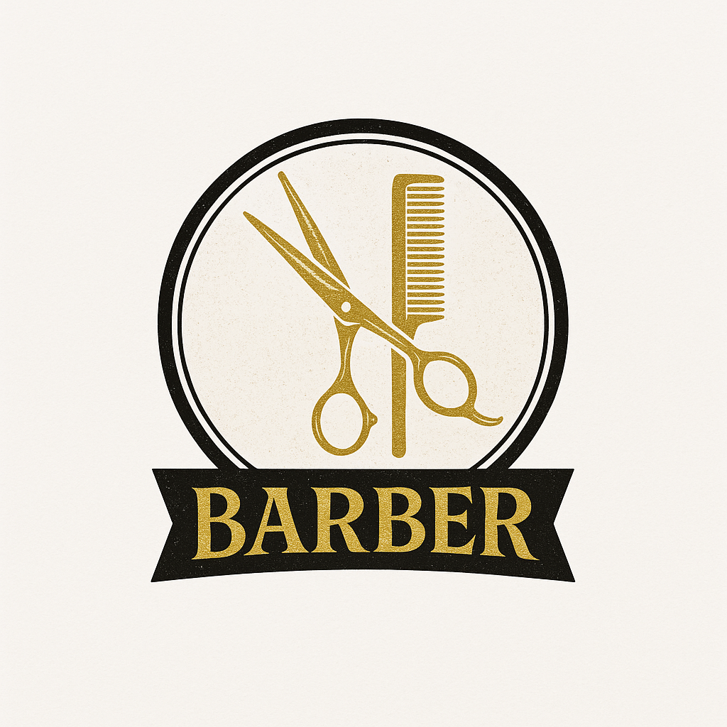 Circular badge barber logo 03