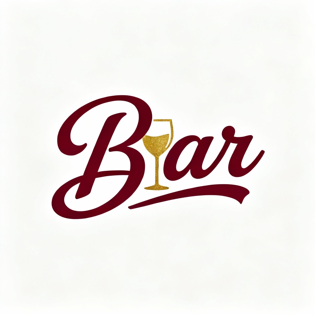 hand-lettered bar logo with swirling 