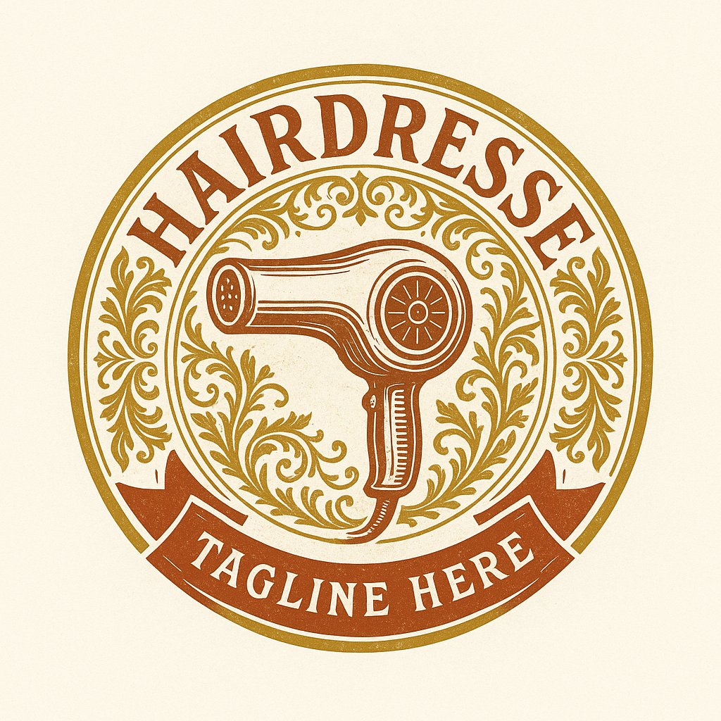 Vintage badge-style hairdresser logo