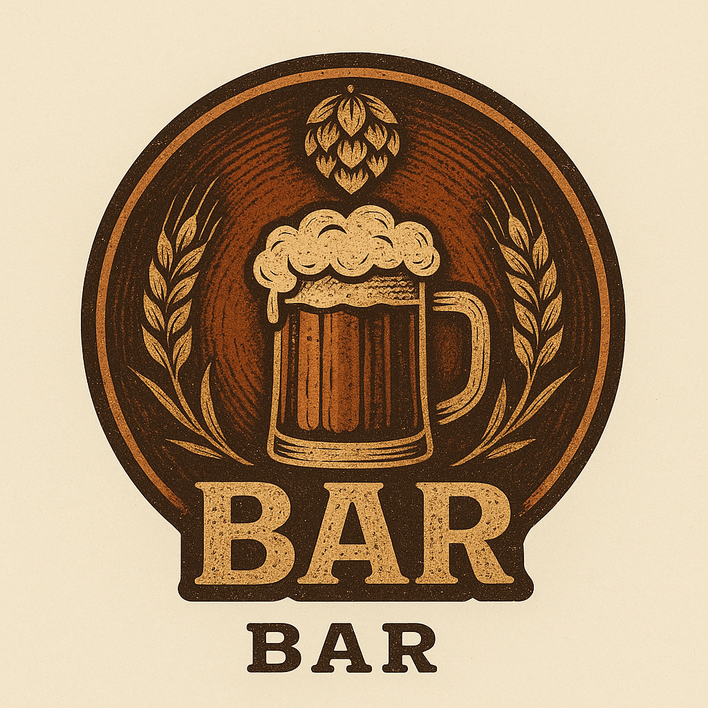 circular emblem bar logo with hops