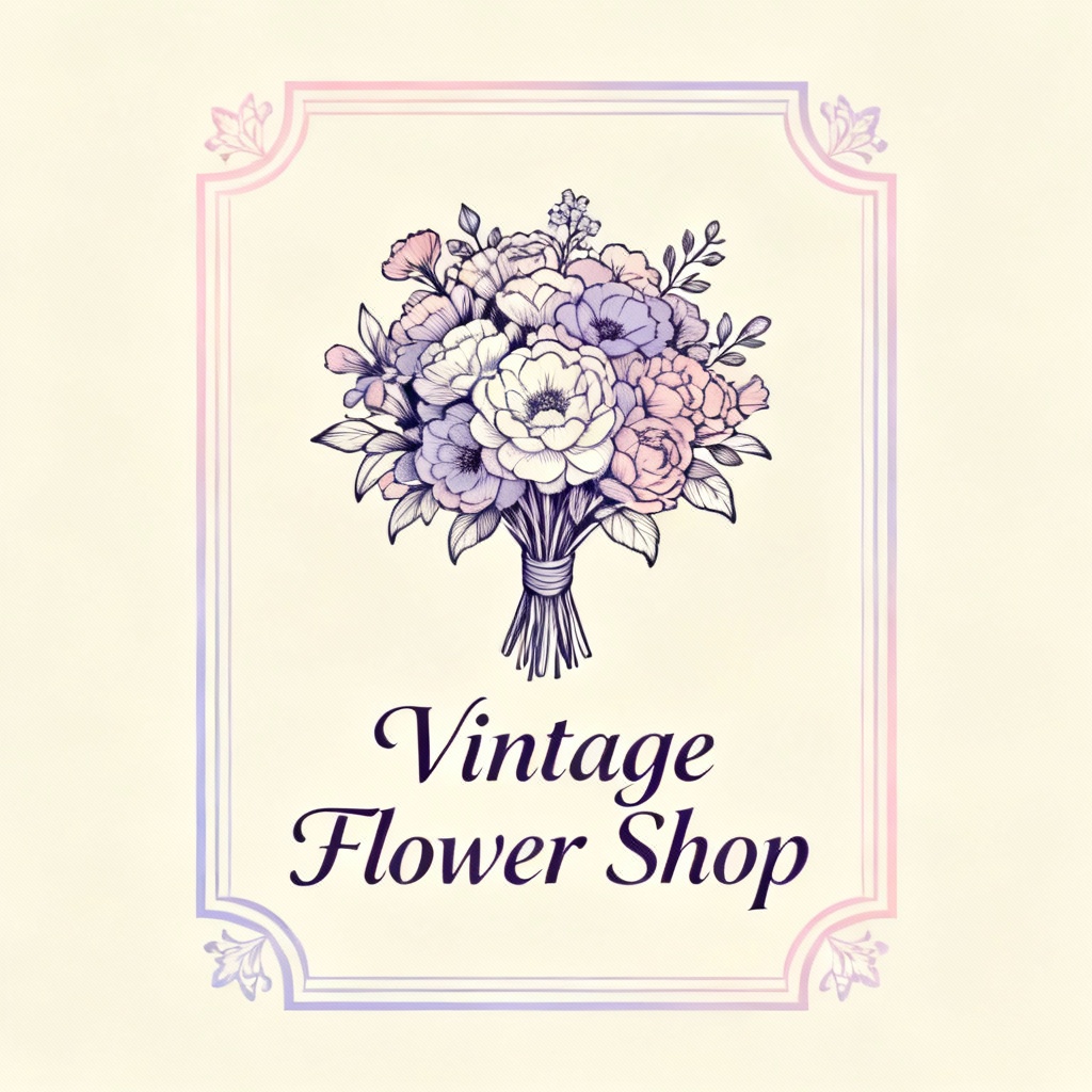 vintage flower shop logo