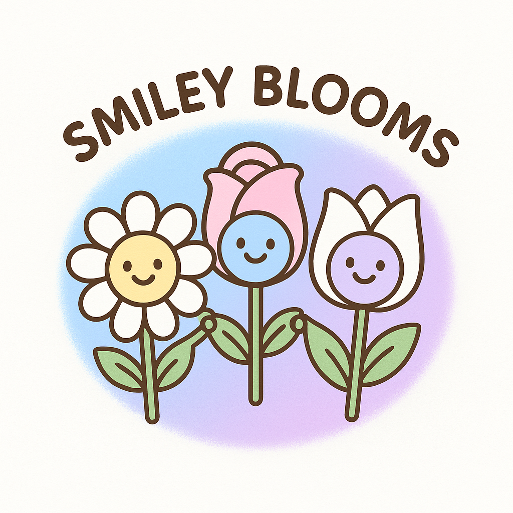 a playful cartoon flower shop logo