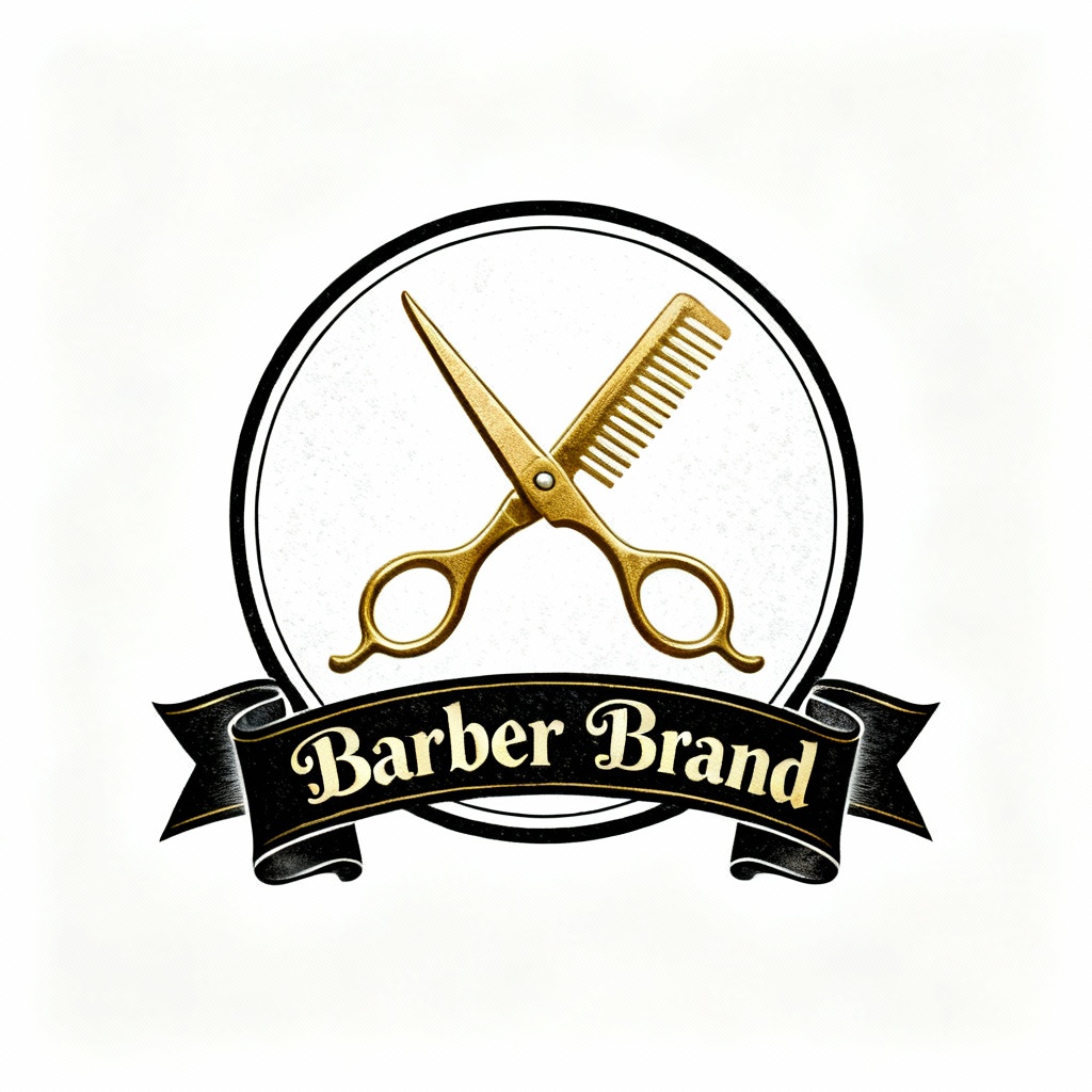 Circular badge barber logo 02