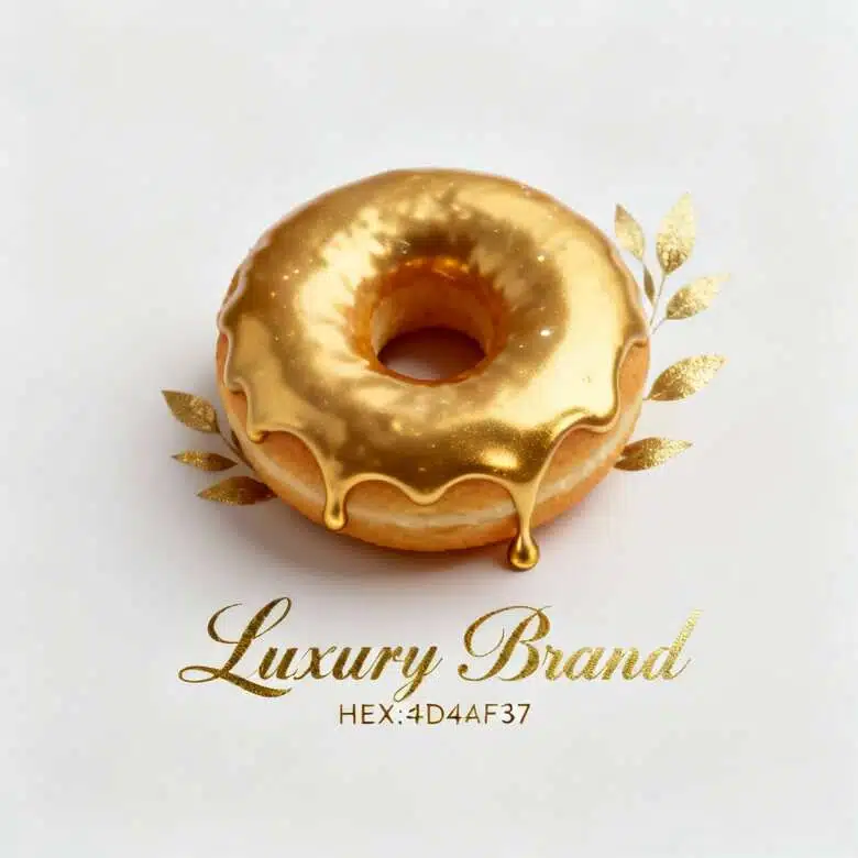 a luxury donut logo gold