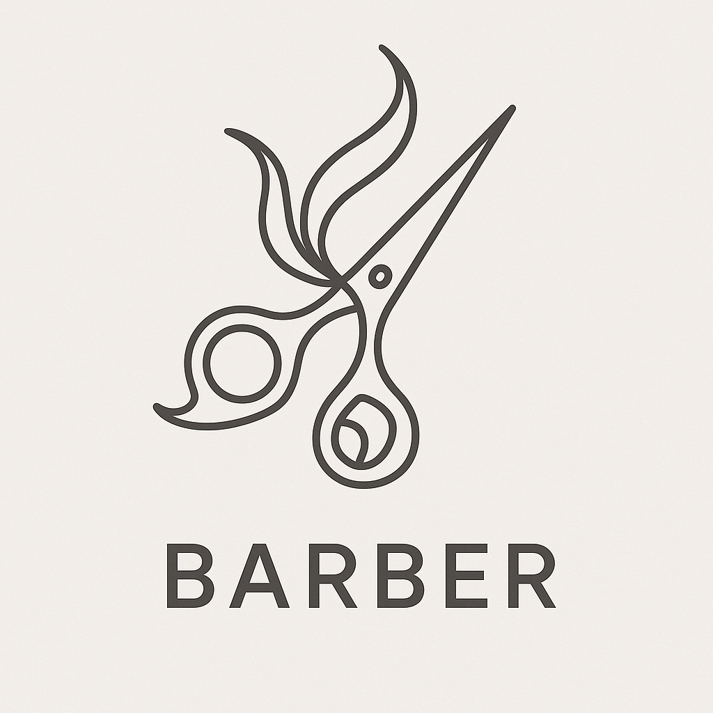 Minimalist line-art barber logo 02