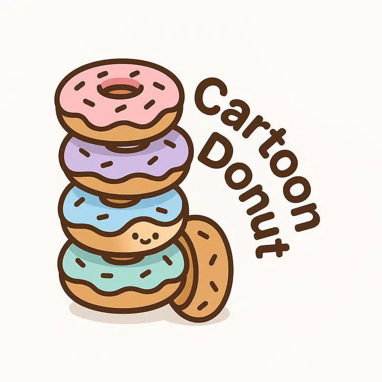 a cartoon donut logo