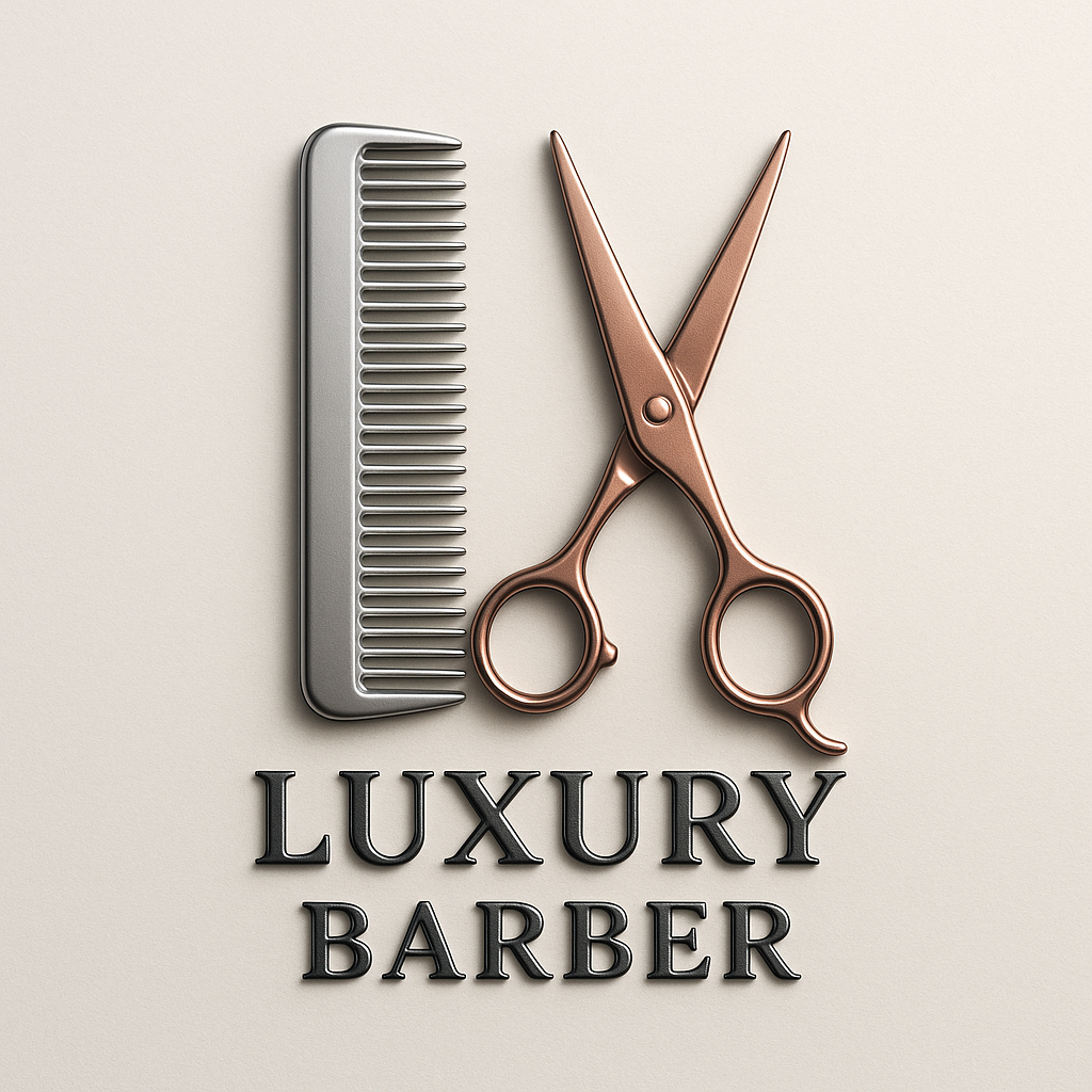  Luxury 3D metallic barber logo