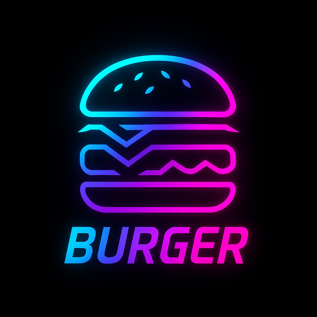 futuristic neon burger logo 1