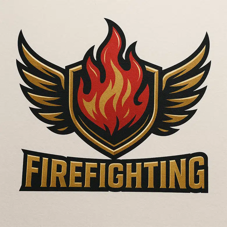 firefighter logo with shield, f