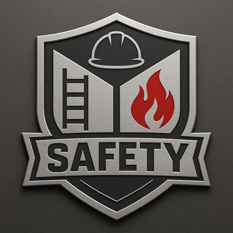 badge with ladder, helmet