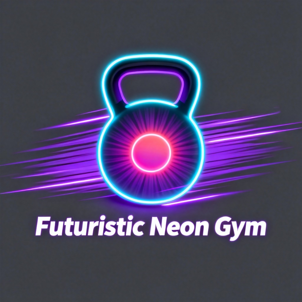 futuristic neon-style gym logo 1