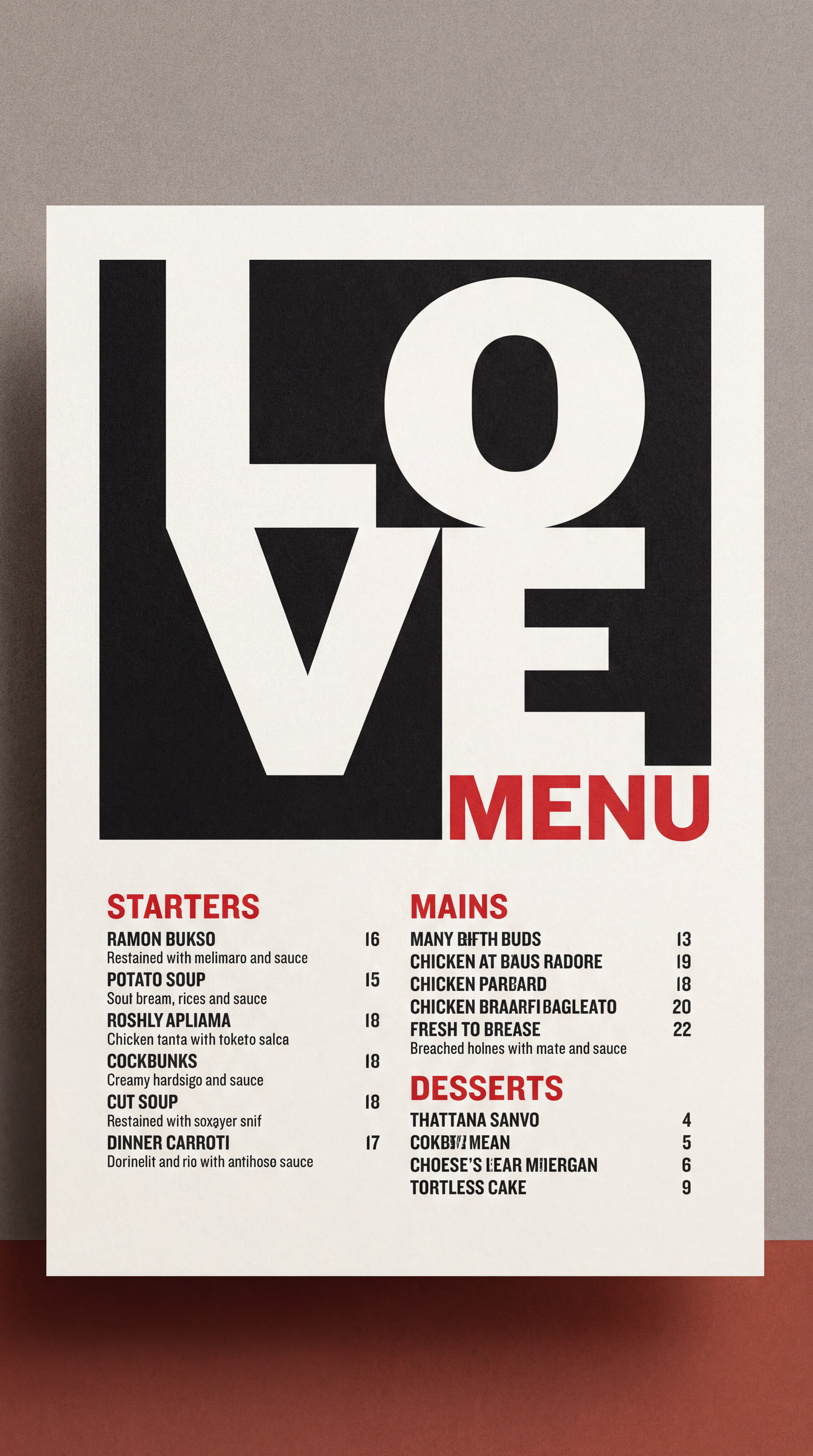 Valentine’s Day Menu 