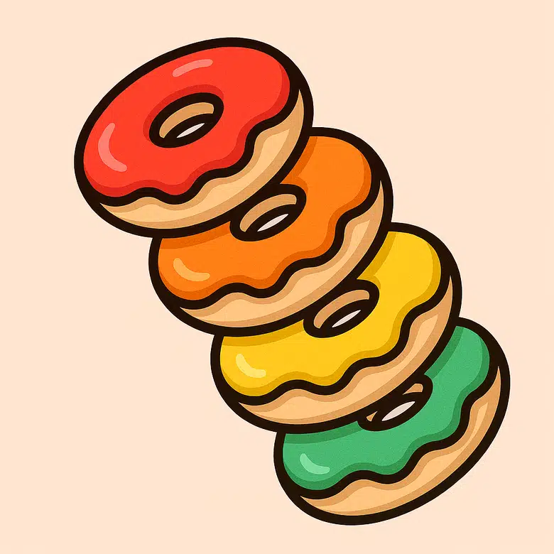 a playful donut logo