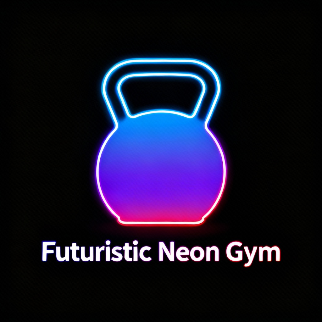 futuristic neon-style gym logo 3