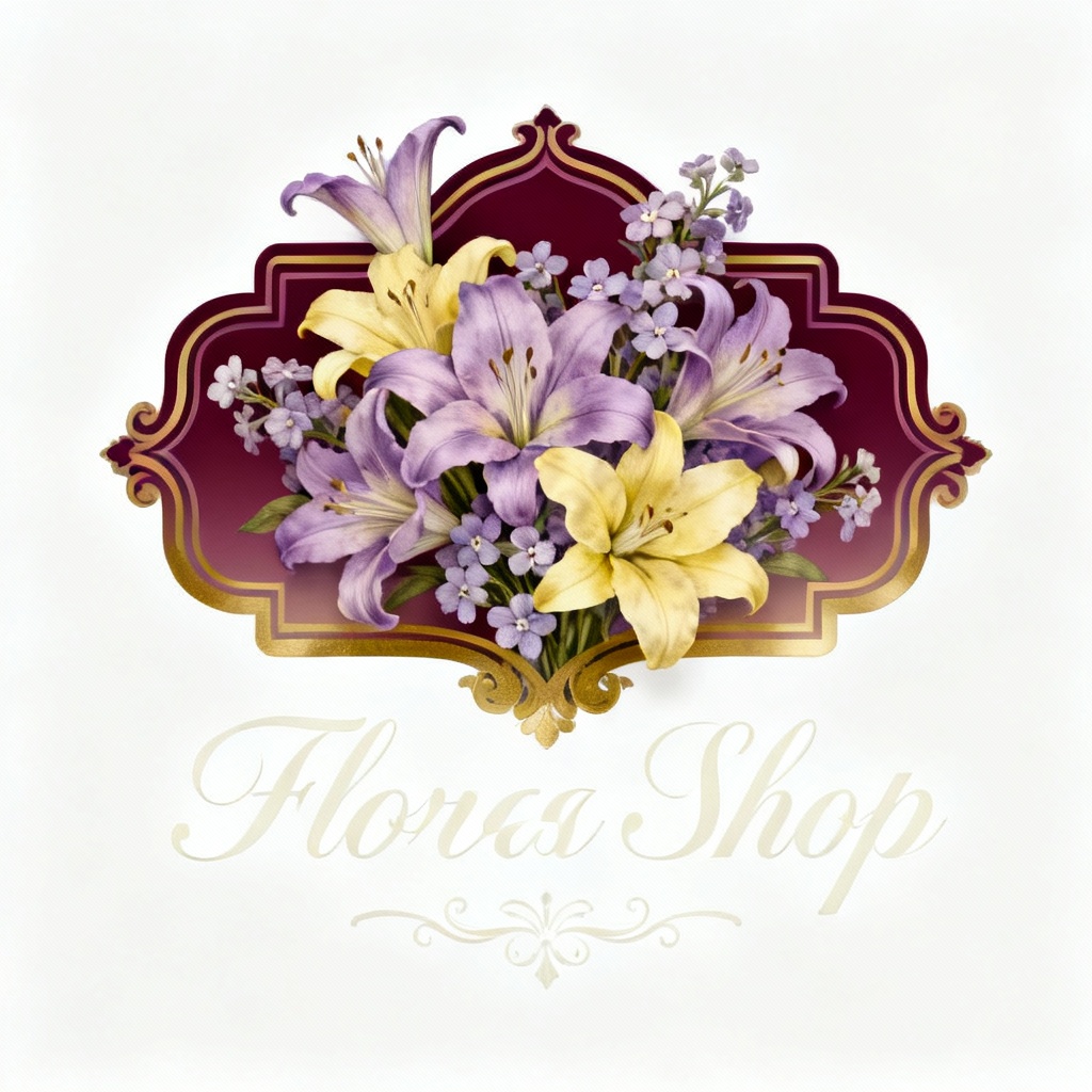 a vintage floral shop logo