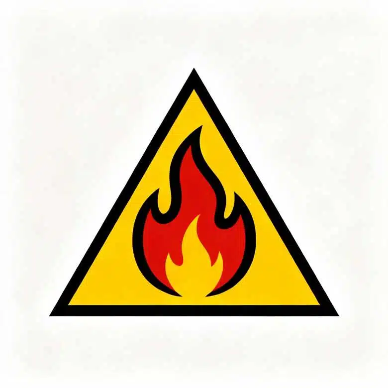a bold triangular fire department logo