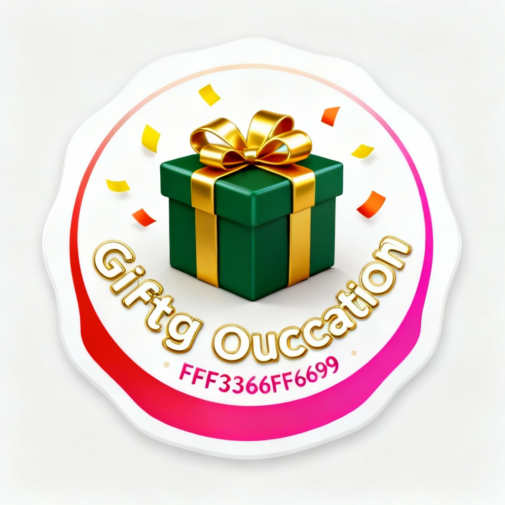 a circular emblem gift logo with gift box