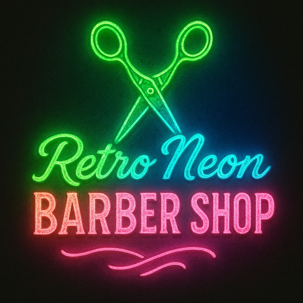 Retro neon barber shop logo