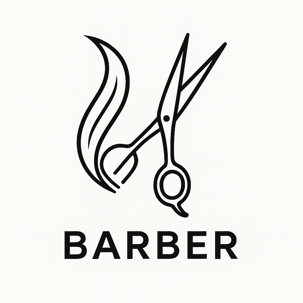 Minimalist line-art barber logo