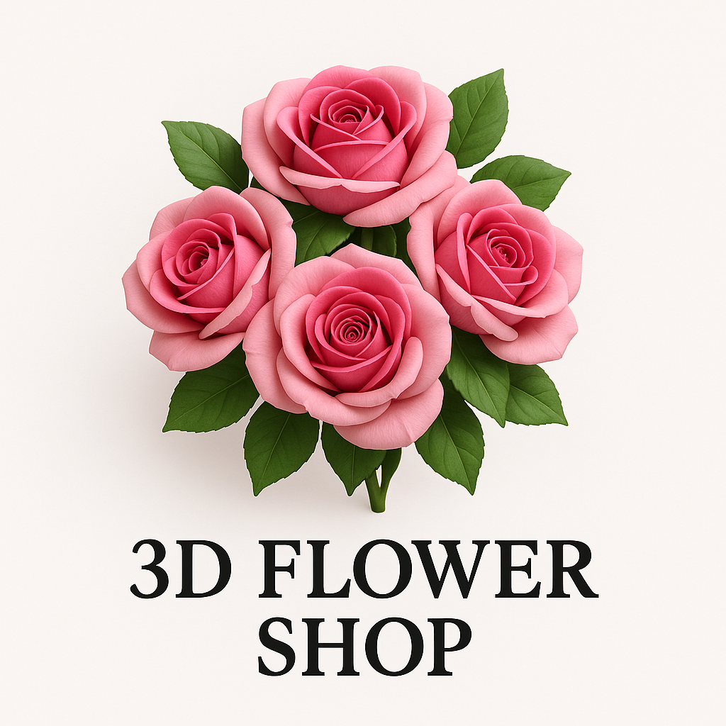 3D flower shop logo