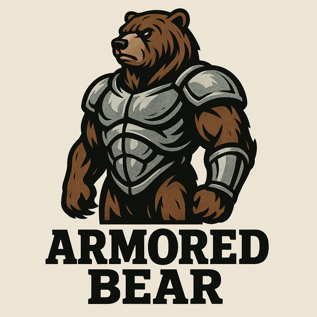 armored bear mascot logo 