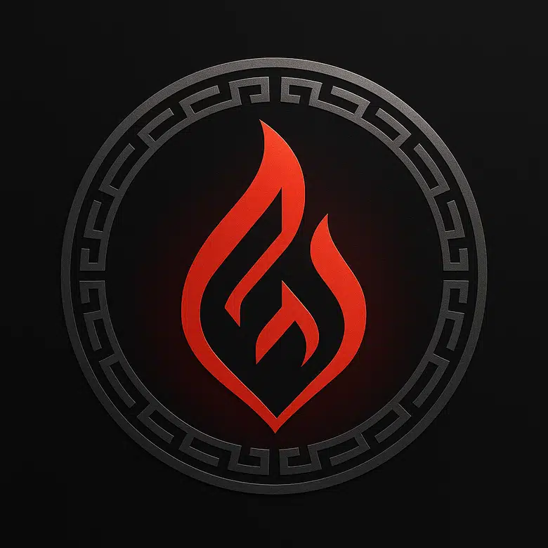 circular emblem with bold central