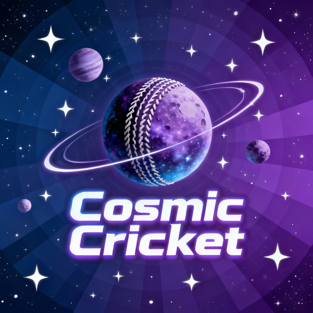 cosmic cricket logo with stars 