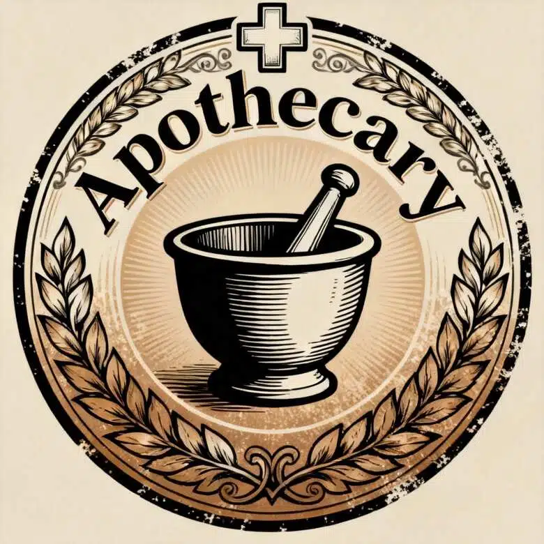 Vintage badge-style pharmacy logo 02