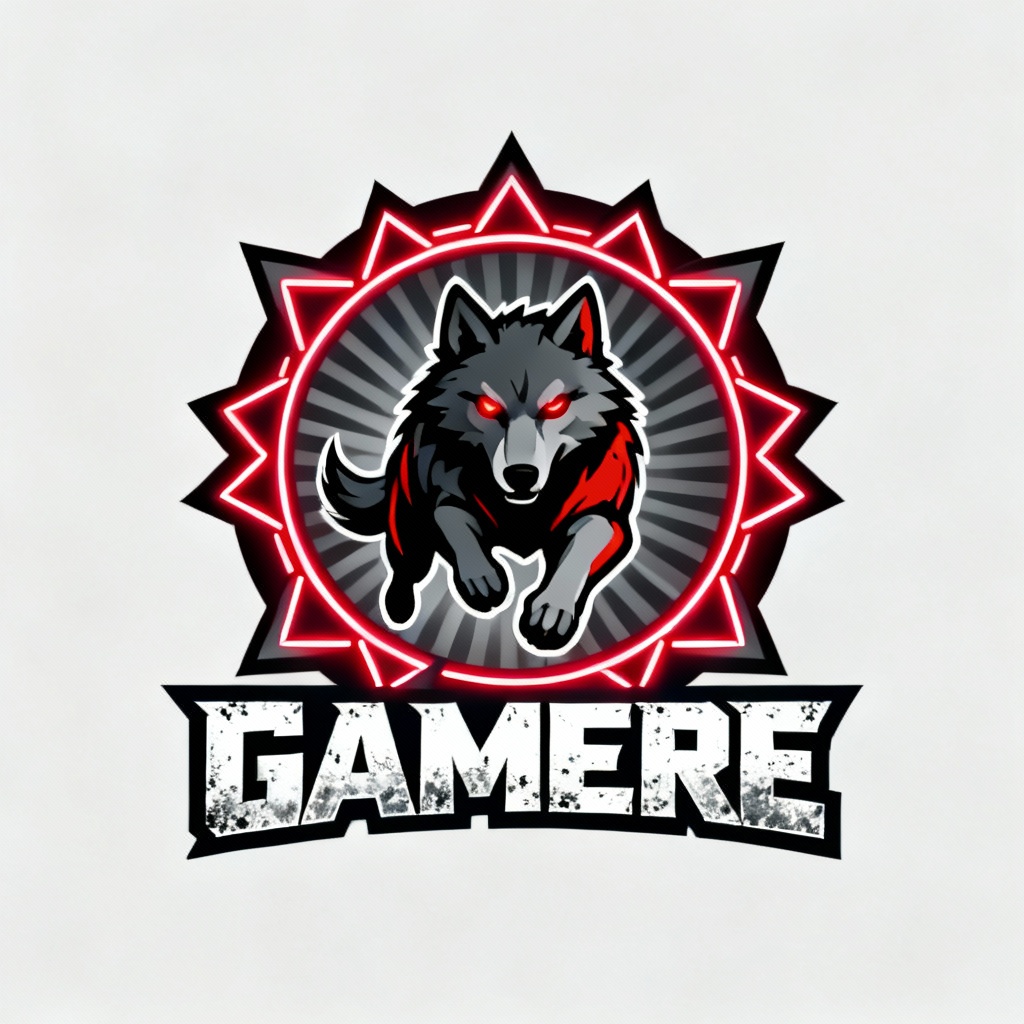 fierce wolf-themed gaming logo