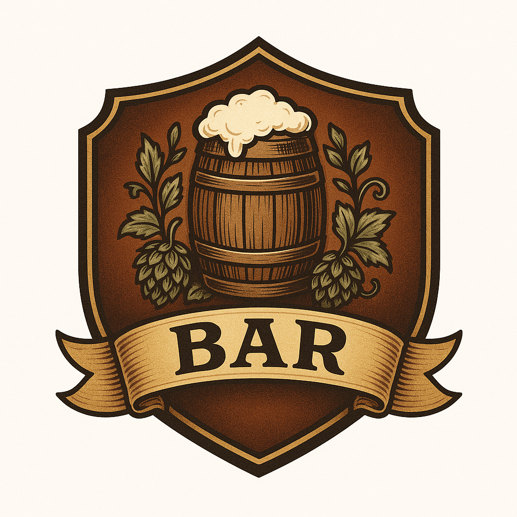  retro badge bar logo with ribbon banner