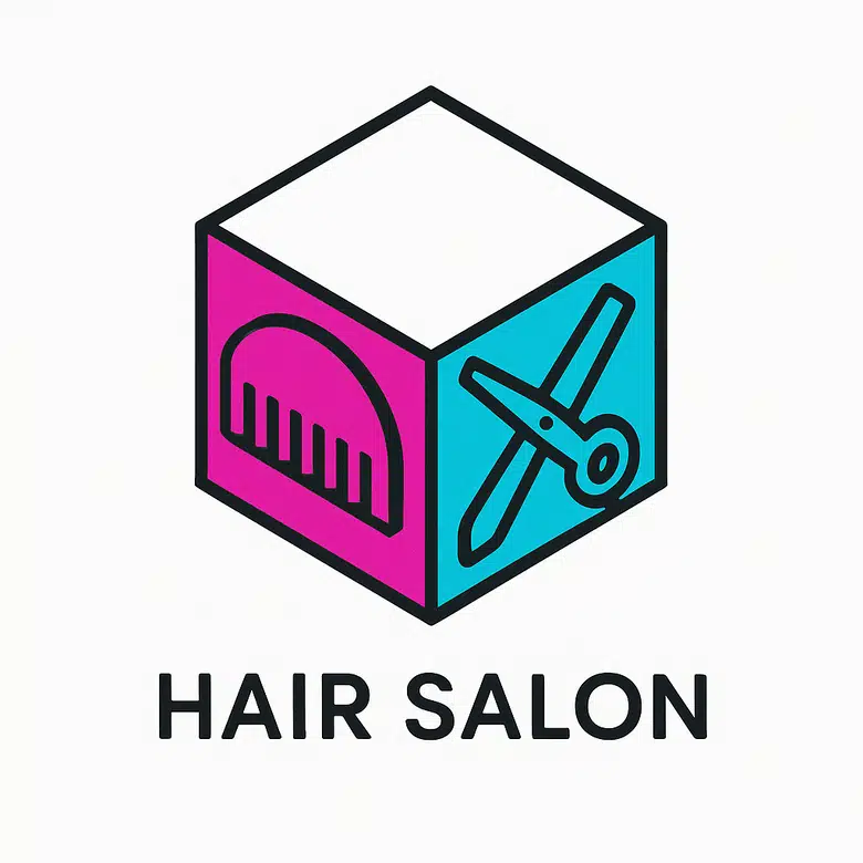 3D geometric emblem hairdresser logo