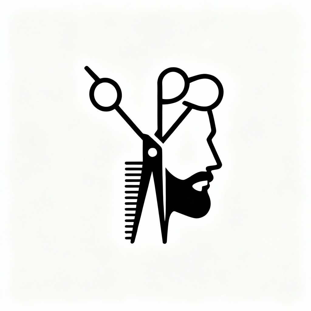 Minimalist line-art barber logo 04