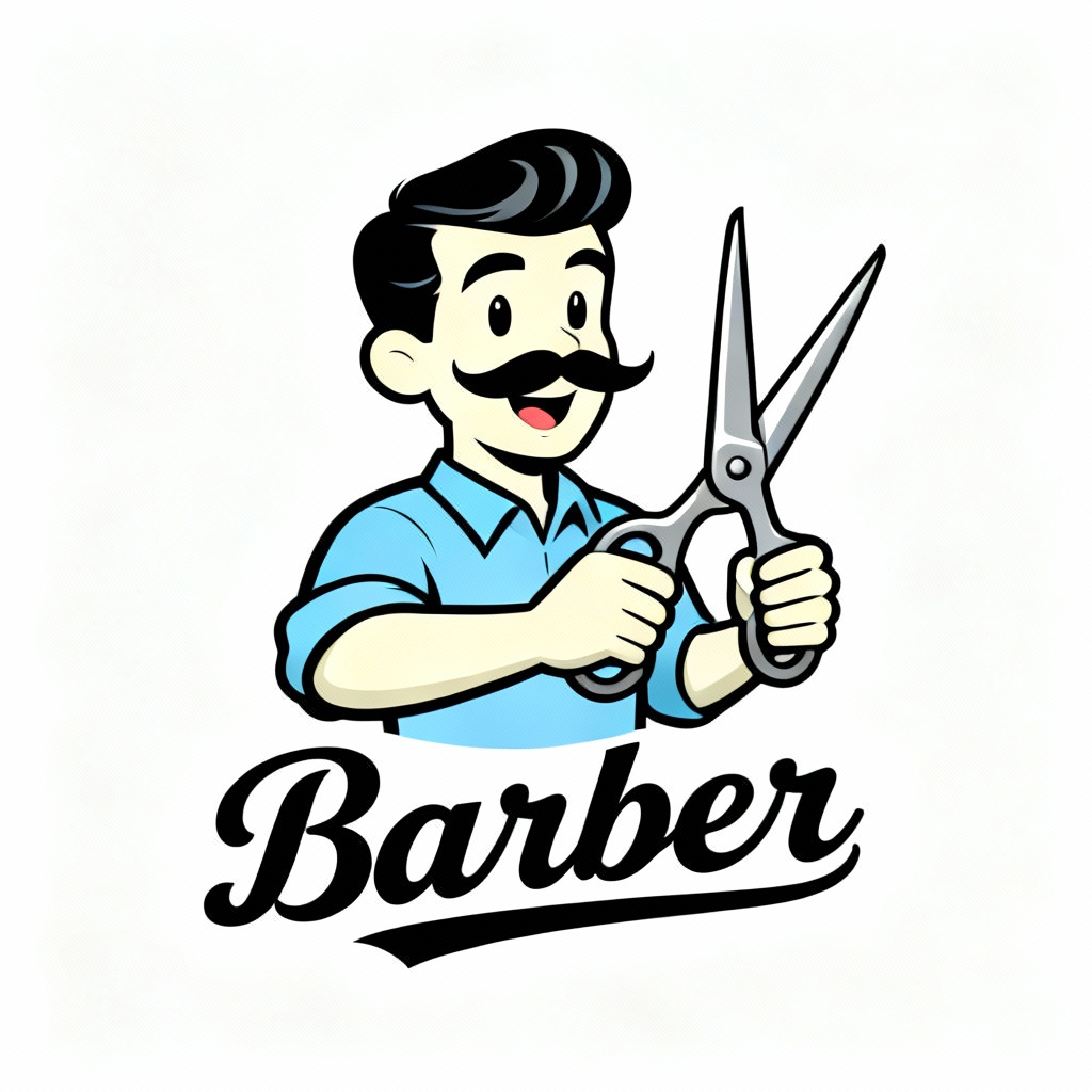 Playful barber mascot logo 02