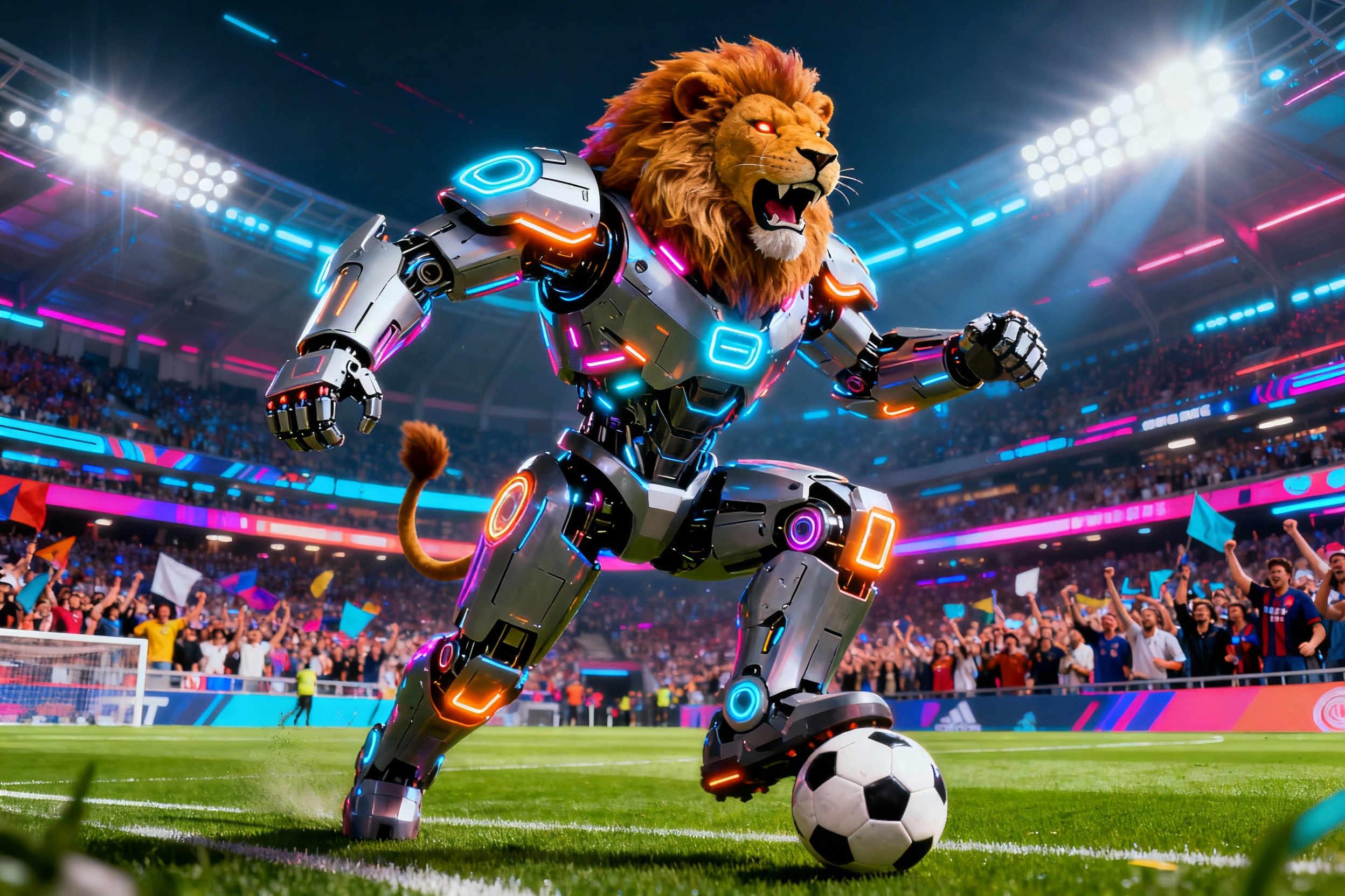 mech-lion football mascot