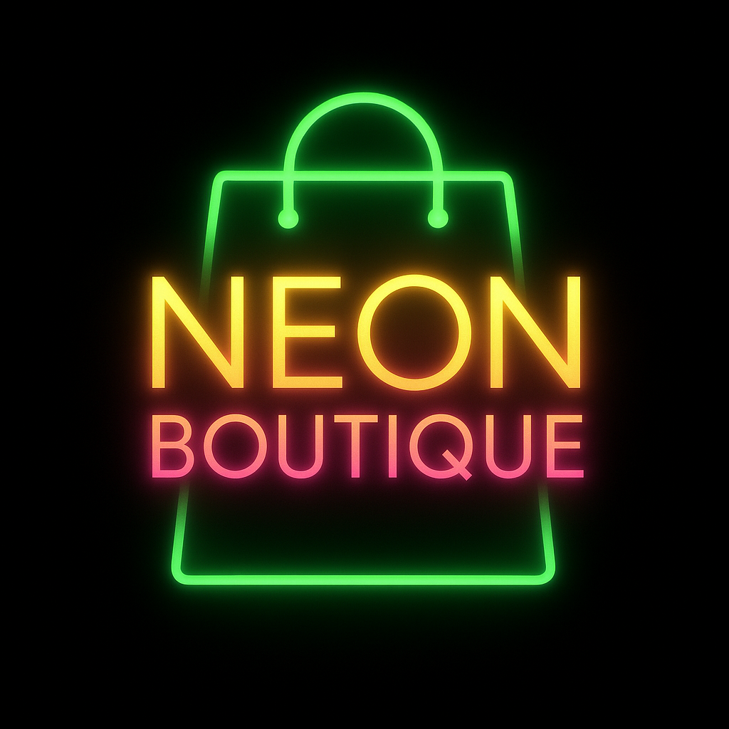 a neon boutique shop logo 