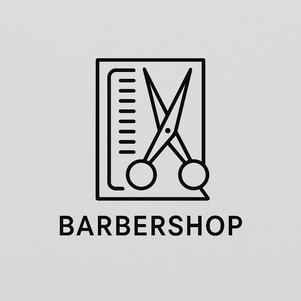Minimalist line-art barber logo 03