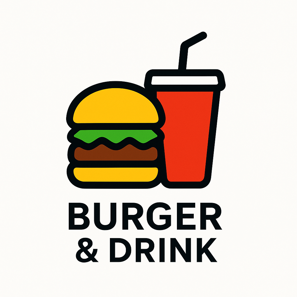 modern flat burger and drink icon logo