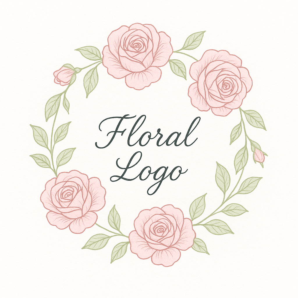 a hand-drawn flower shop logo