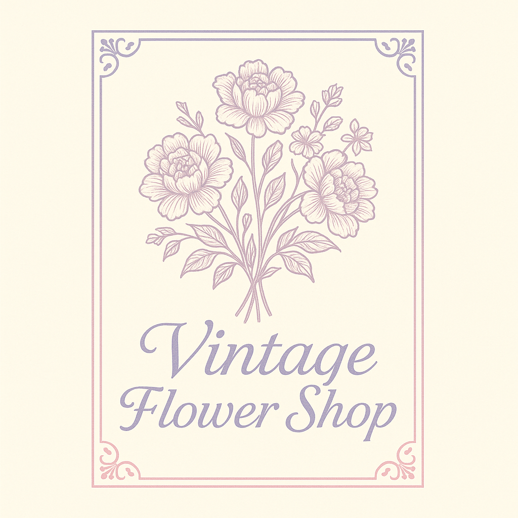a vintage flower shop logo