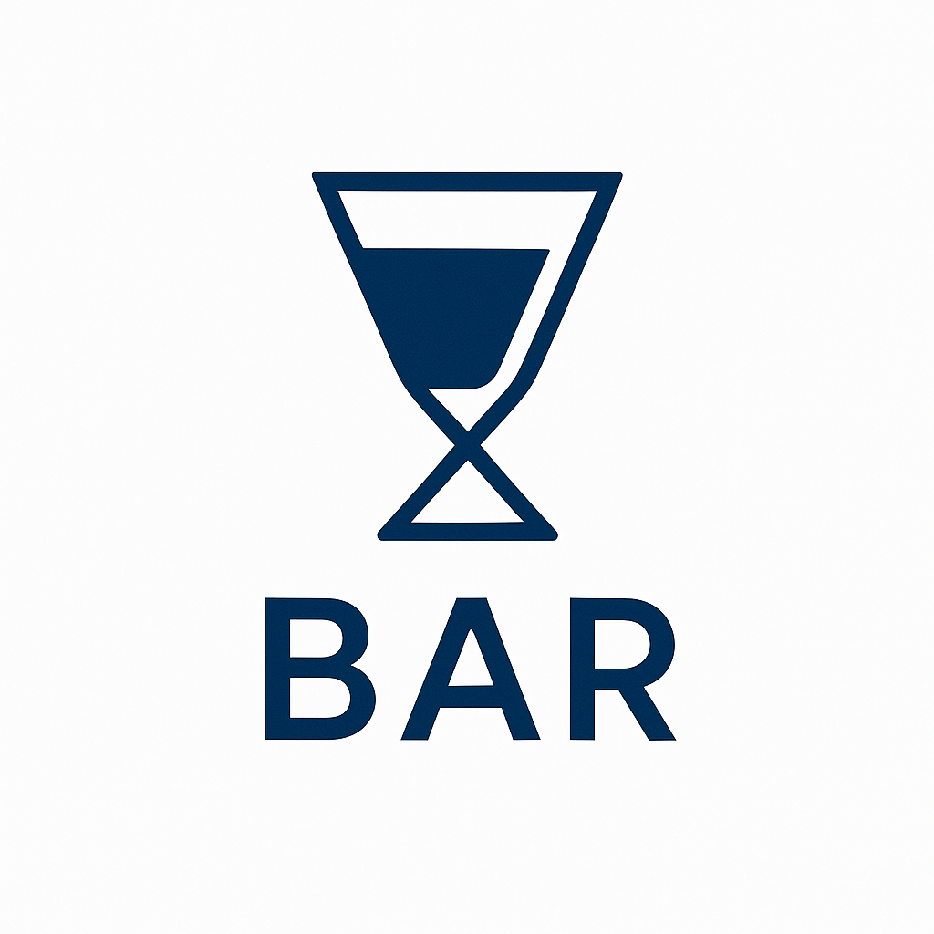 minimalist bar logo using abstract cocktail glas
