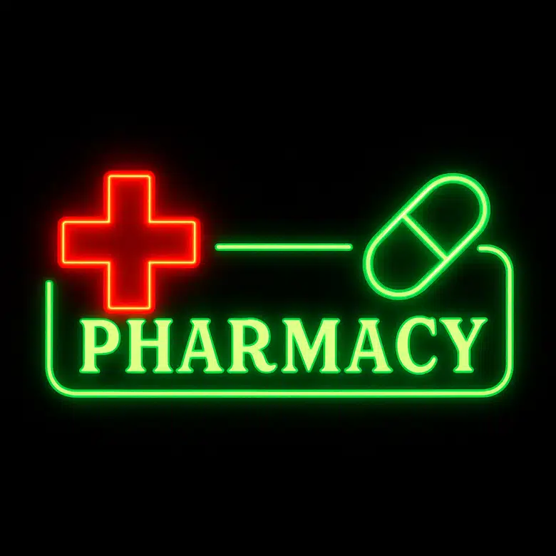 Retro neo pharmacy logo