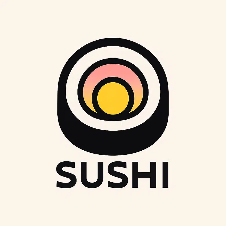 Flat illustration sushi shop logo 03