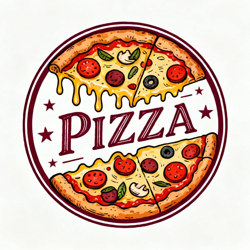 Hand-drawn style pizza logo 01