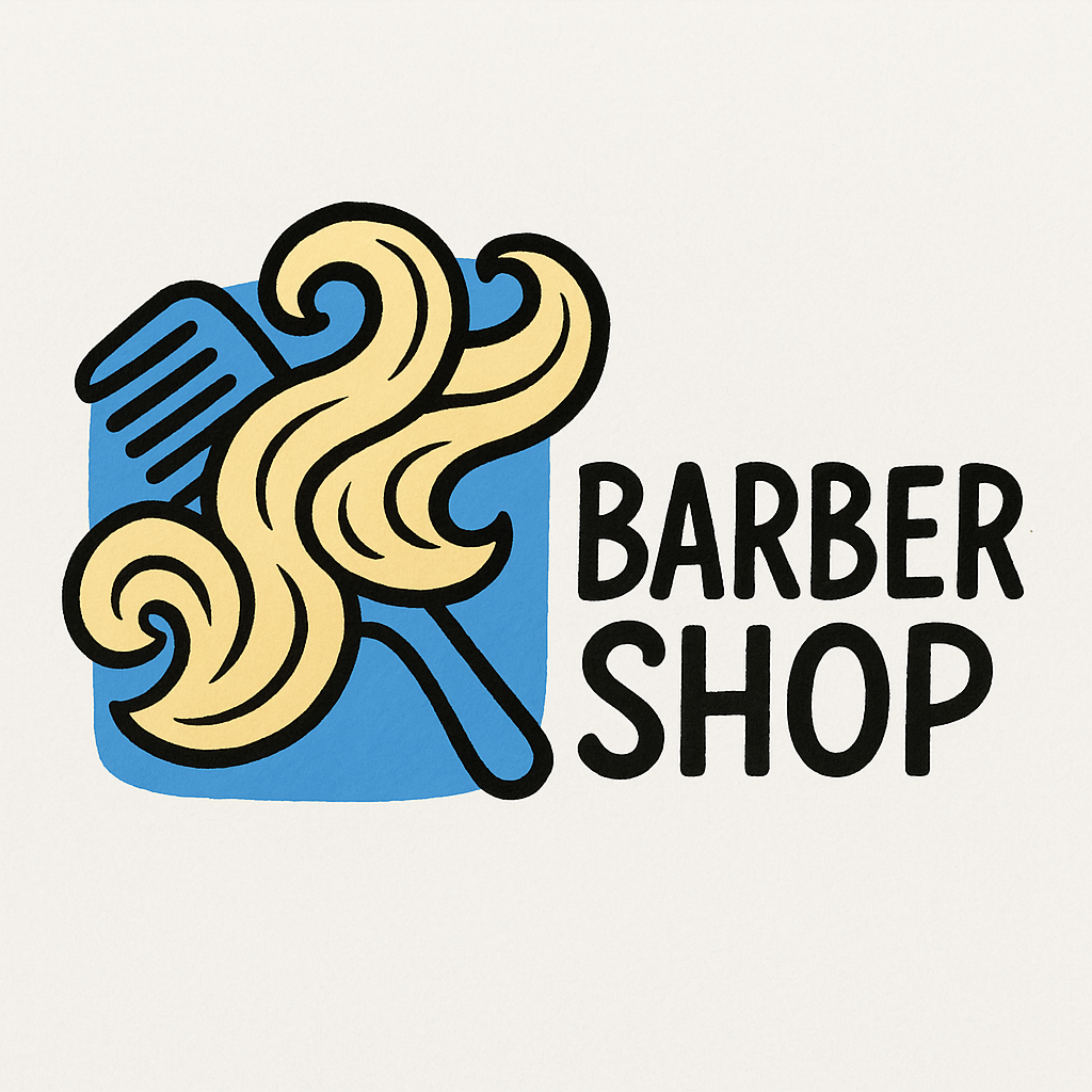 Playful hand-drawn barber logo