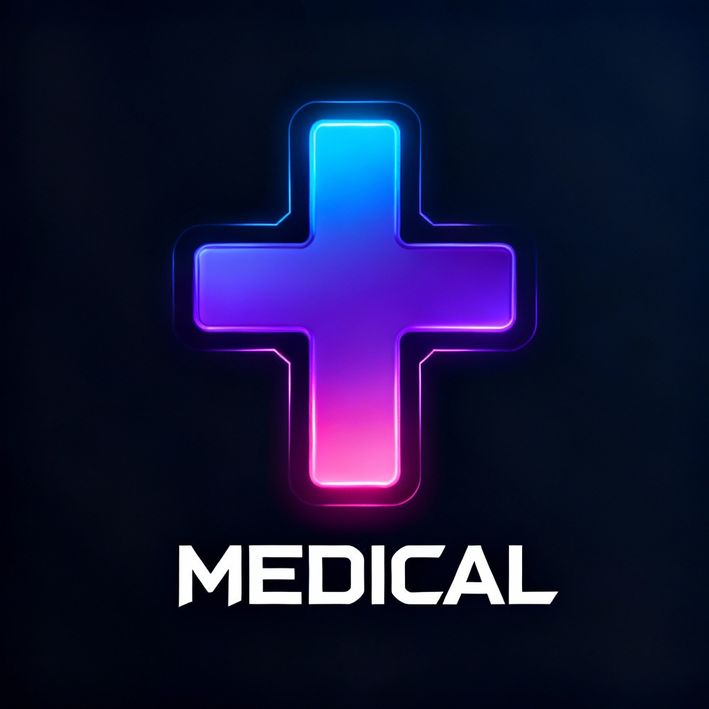 doctor logo with holographic gradient cross.