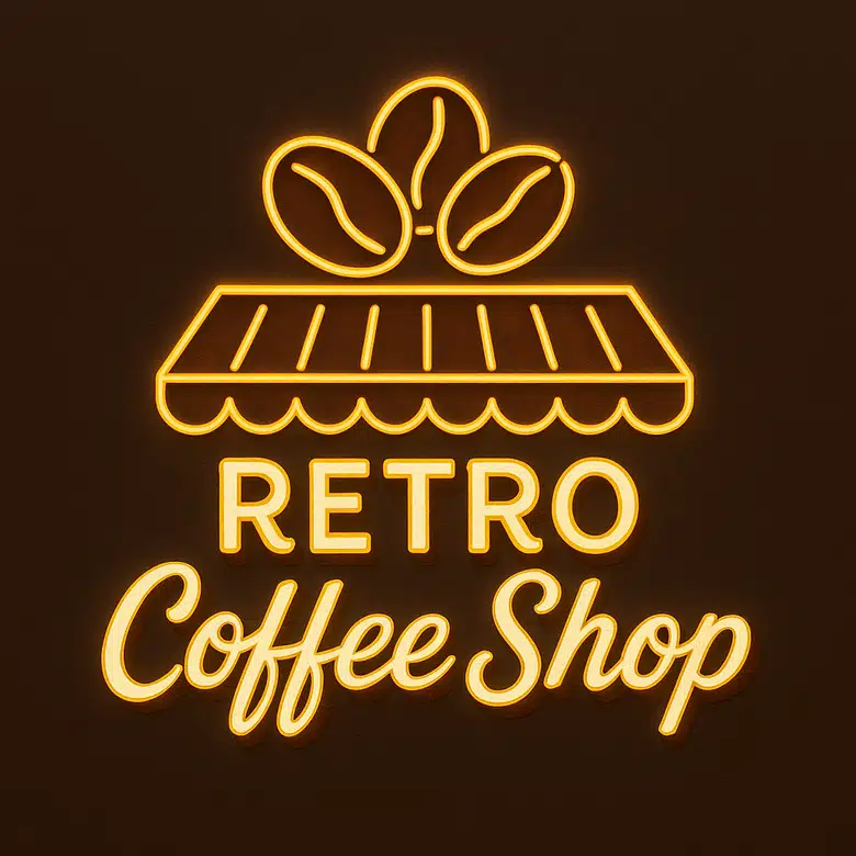 Neon sign and classic typography retro coffee shop logo 02