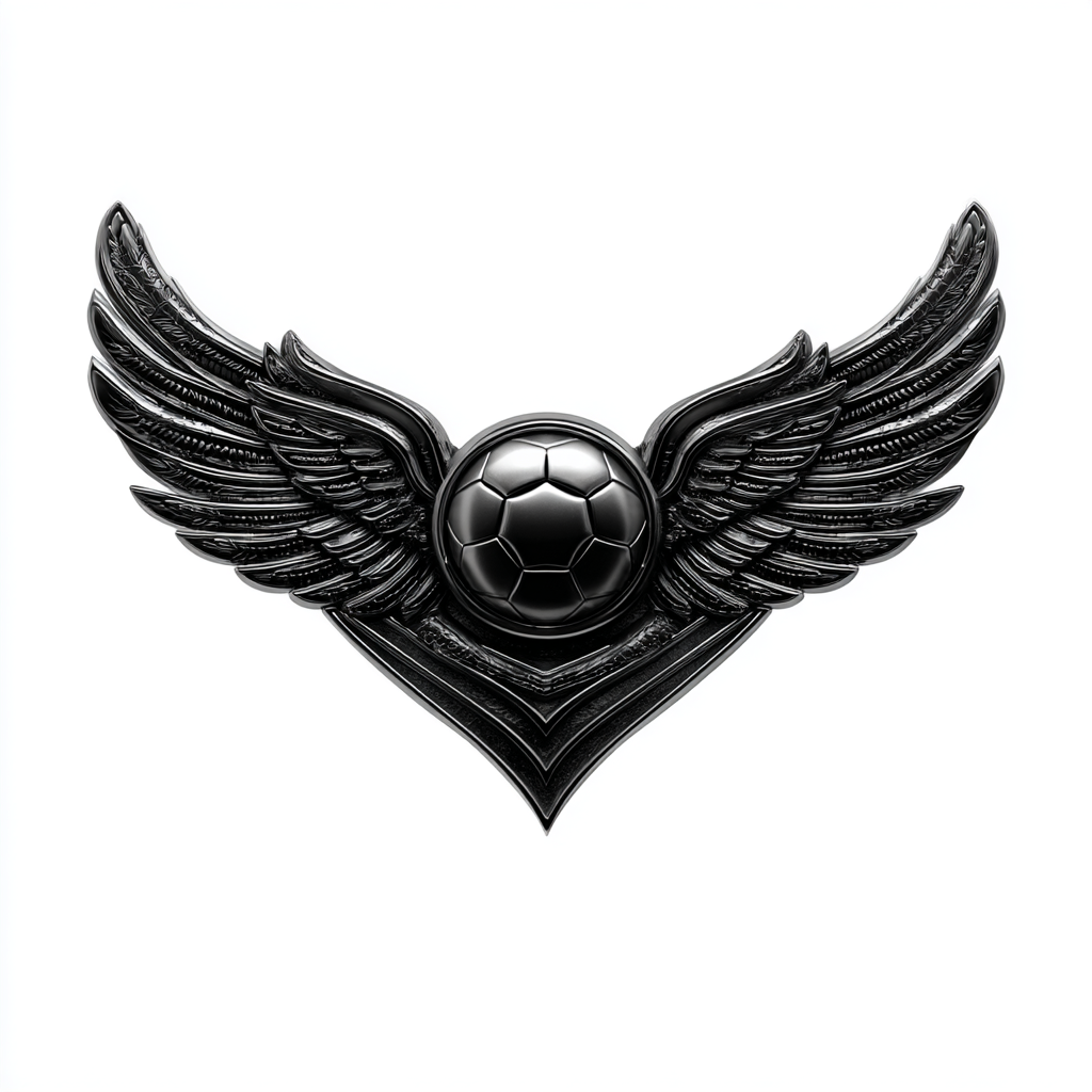 soccer emblem with wings symbolizing