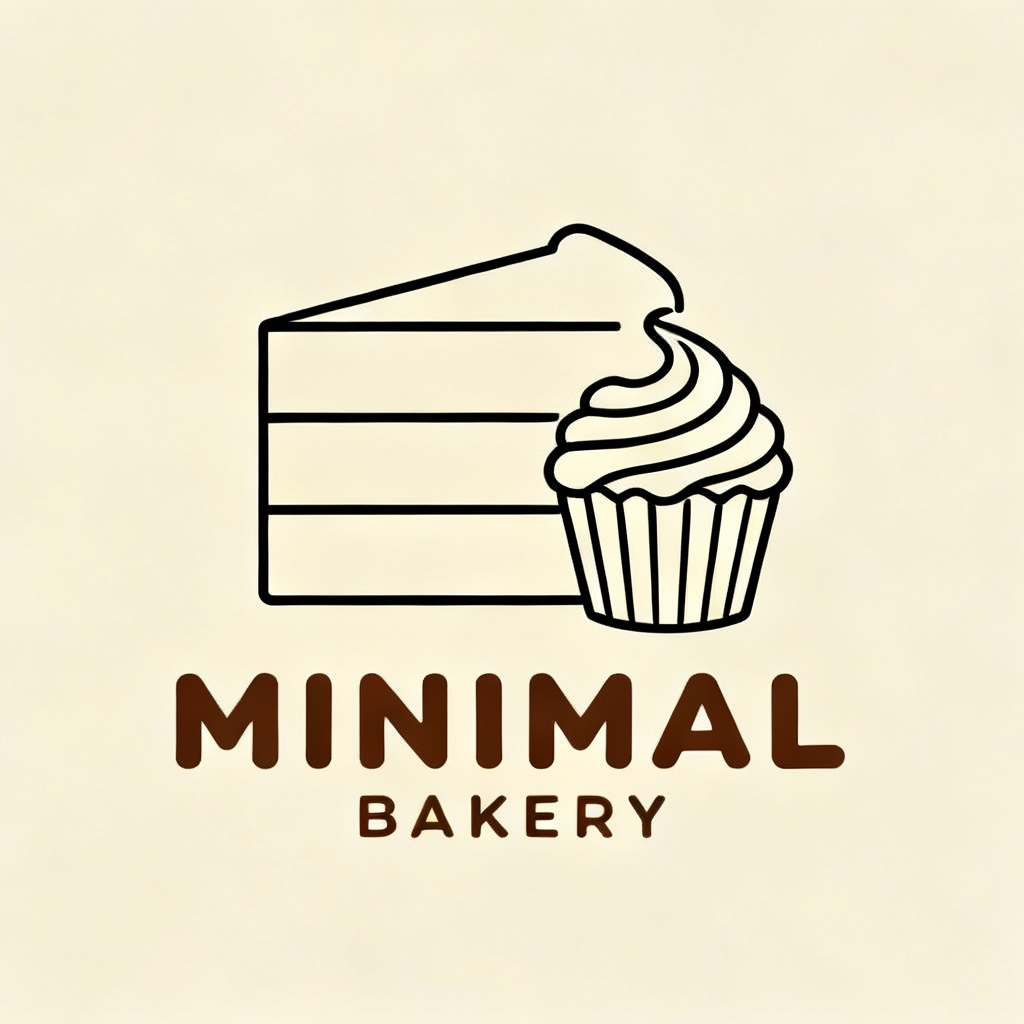 minimalist line-art cake and cupcake logo
