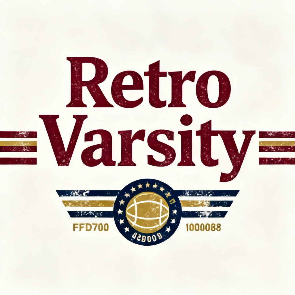  varsity-style clothing logo with collegiate lettering