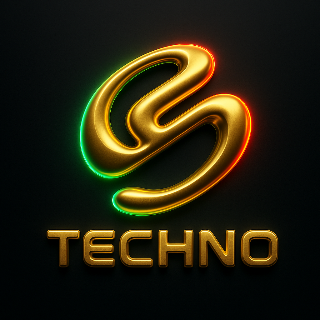 futuristic 3D logo with metallic 